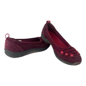 Lands End Bungee Ballet Flats Faux Suede "Burgundy” Women’s Size 6B